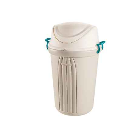 Lixeira 103L Redonda Basculante Bege Sanremo 292