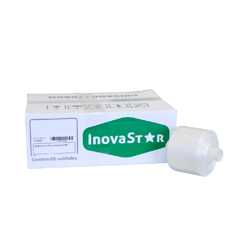 Bobina 28x40cm P Saco Plástico Picotado Fundo Estrela InovaStar Caixa com 6 rolos