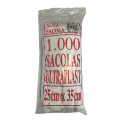 Sacola Plástica Branca 25x35 Ultraplast com 1.000 unidades
