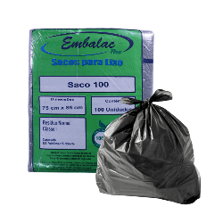 Saco para Lixo 100L Preto Embalac 100 unidades