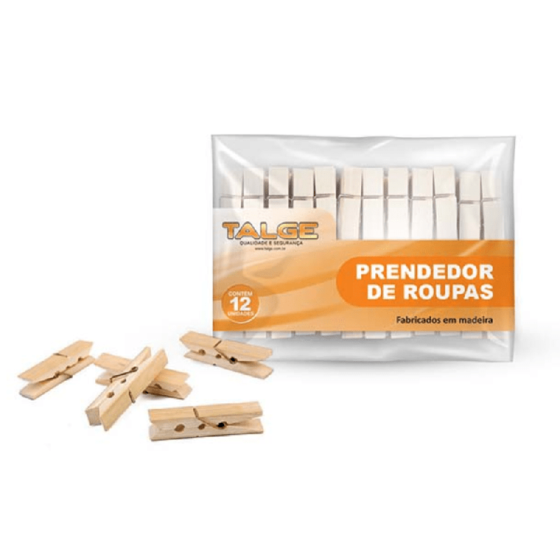 Prendedor para Roupa de Madeira Talge 12 unidades
