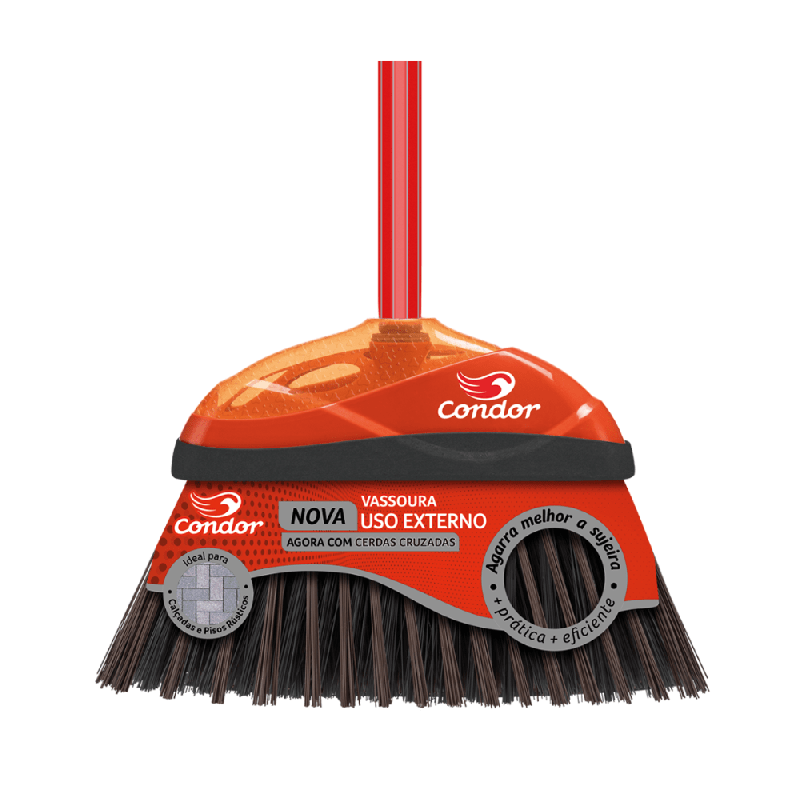Vassoura V-52 Condor Indicada para Uso Externo Ideal para ideais para Varrer Calçadas de Cimento, Pedra e Asfalto