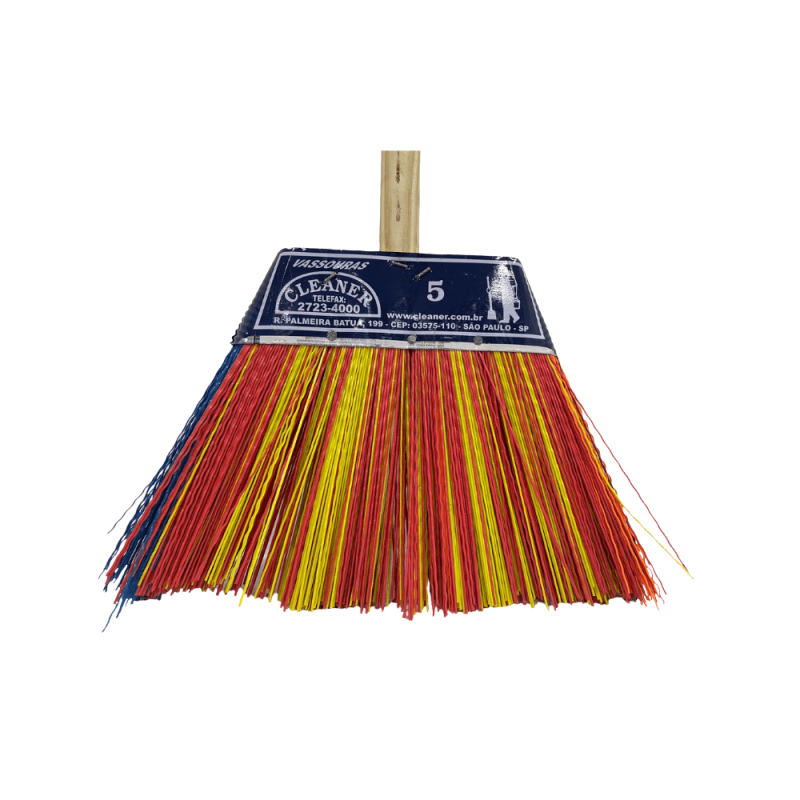 Vassoura Nylon com Cabo de Madeira Cleaner N5