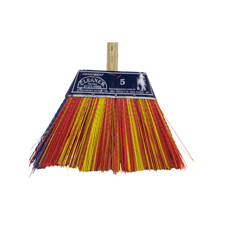 Vassoura Nylon com Cabo de Madeira Cleaner N5