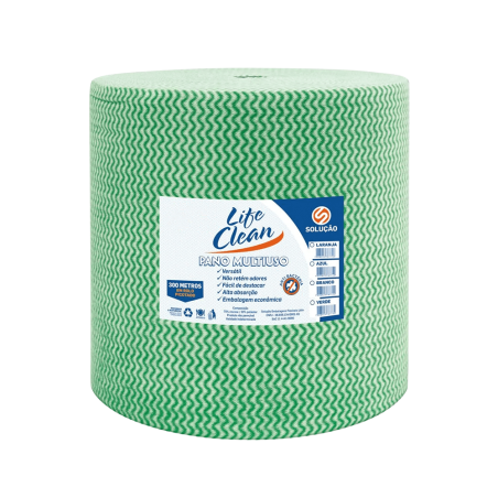 Pano Multiuso 30x300 Verde Bobina Life Clean 600 unidades
