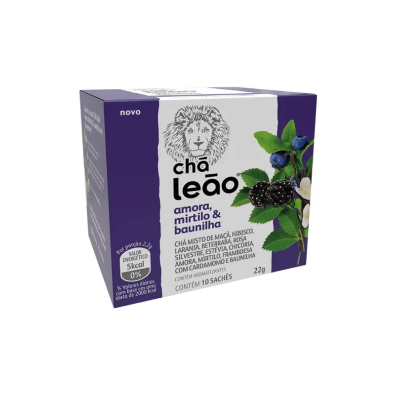 Chá Leão Amora, Mirtilo e Baunilha 22g