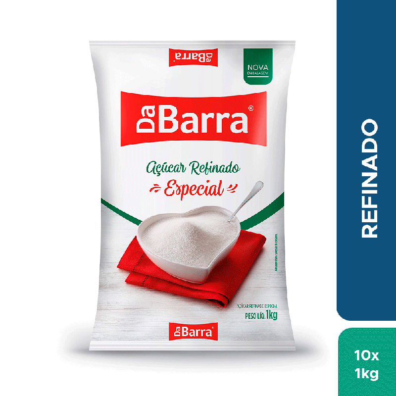 Açúcar Refinado da Barra 1kg 10 unidades