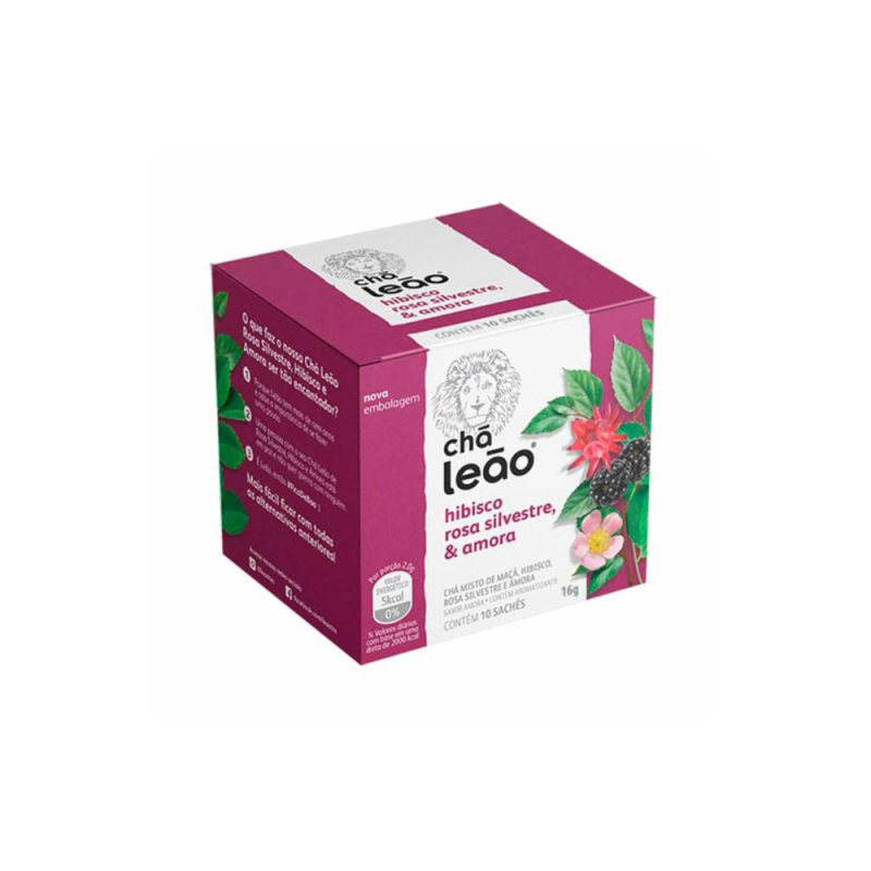 Chá Hibisco Rosa Silvestre e Amora Leão 16g