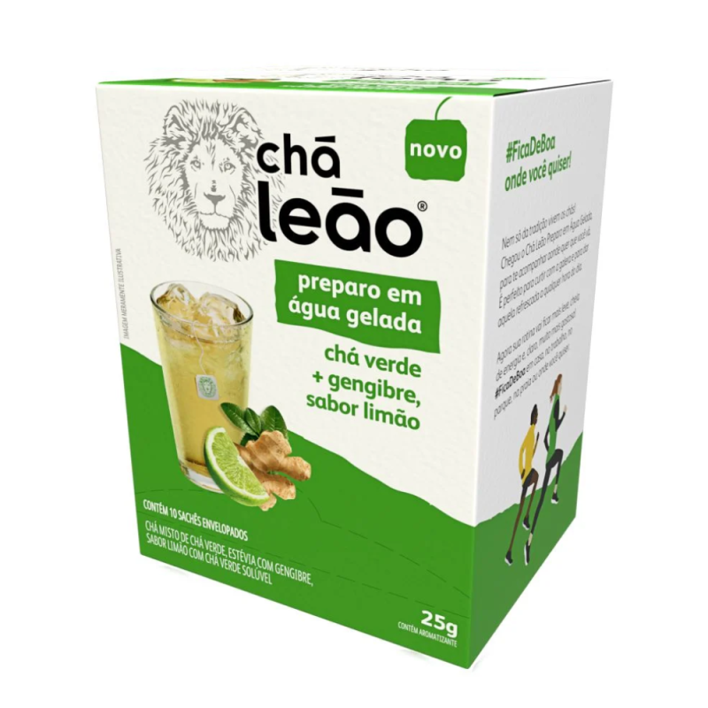 Chá Leão Água Gelada - Chá Verde Gengibre e Limão 10 Sachês