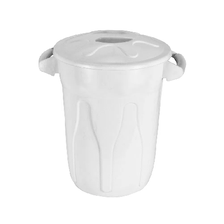 Lixeira 60L Redonda Branca Com Tampa JSN CR60B