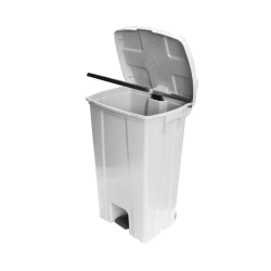 Lixeira 100L Quadrada Branca com Pedal e Rodas JSN