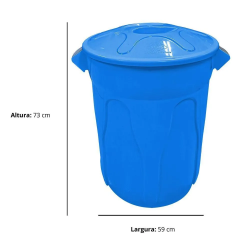 Lixeira 100L Azul Redonda com Tampa JSN CR100A