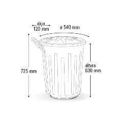 Lixeira com Tampa e Rodas 100L Preto Toyplast