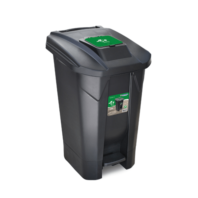 Lixeira 60L Preta com Pedal, Tampa Click e Roda Arqplast