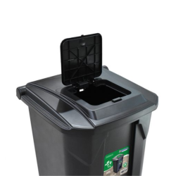 Lixeira 60L Preta com Pedal, Tampa Click e Roda Arqplast