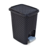 Lixeira 7l Rattan Preta com Pedal e Tampa Toyplast