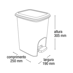 Lixeira 7l Rattan Preta com Pedal e Tampa Toyplast