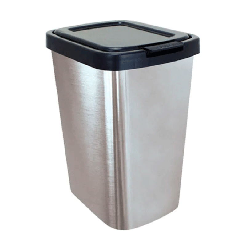Lixeira 9L com Tampa Click em adesivo tipo inox Arplast