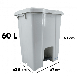 Lixeira 60L Quadrada com Pedal Branco JSN P60B