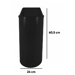Lixeira 22L Redonda Basculante Preta JSN