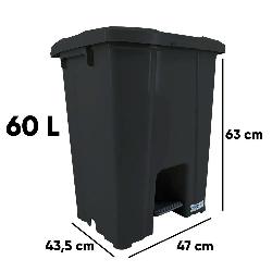 Lixeira Quadrada 60L com Pedal JSN Preta