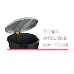 Lixeira 30L redonda preta com pedal Arqplast