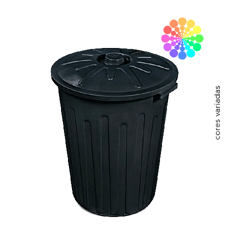 Lixeira 65L Redonda com Tampa Cores Variadas Arqplast
