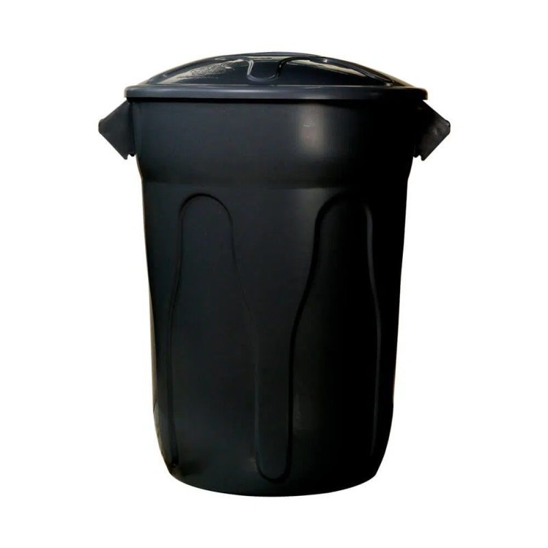 Lixeira 100L Redonda Com Tampa Preta JSN