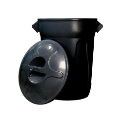 Lixeira 100L Redonda Com Tampa Preta JSN