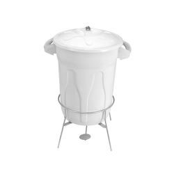 Lixeira 100L redonda Branca com Pedal e Armação E8GB JSN