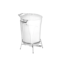 Lixeira 100L redonda Branca com Pedal e Armação E8GB JSN