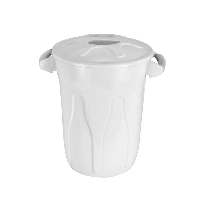 Lixeira 100L Redonda Com Tampa Branca JSN CR100B