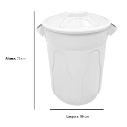 Lixeira 100L Redonda Com Tampa Branca JSN CR100B