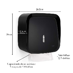 Dispenser Toalheiro para Papel Interfolha 2 e 3 dobras Preto Invoq Premisse