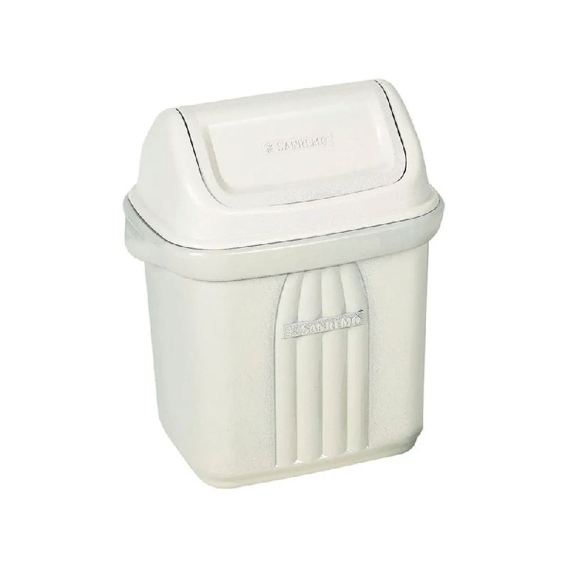 Lixeira 6,5L Retangular Tampa Basculante Gelo e Branca Sanremo