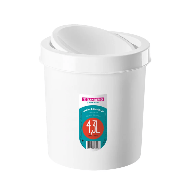 Lixeira 4,3L Redonda Basculante Branca Santemos SR273