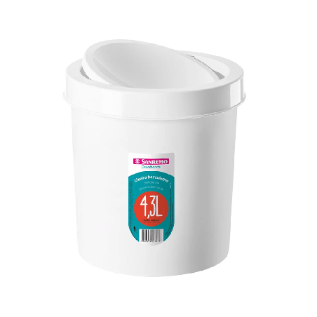 Lixeira 4,3L Redonda Basculante Branca Santemos SR273