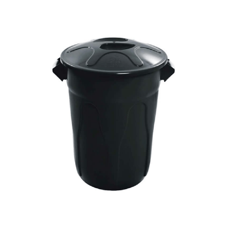 Lixeira 60L Preta Redonda Com Tampa JSN CR60P