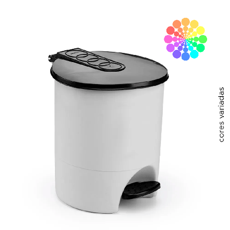 Lixeira 15L Redonda com Pedal Agraplast - Cores Variadas